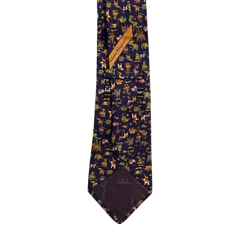 Salvatore Ferragamo Blue Elephant Silk Tie - Picture 2 of 7